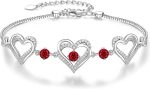 CDE Forever Love Heart Bracelet 925 Sterling Silver with Birthstone Zirconia, Anniversary Mother's Day Birthday Jewelry Gifts for Women Wife Her
